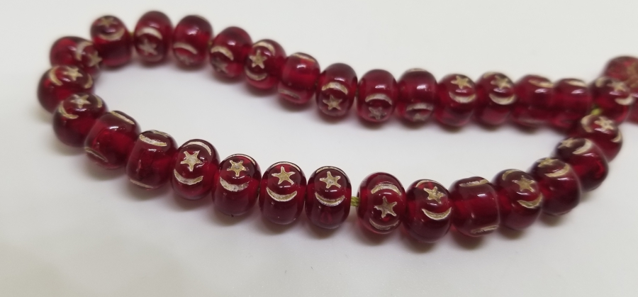 ÜZERİ AY YILDIZ FİGÜRLÜ HAC HATIRASI ANTİKA TESPİH