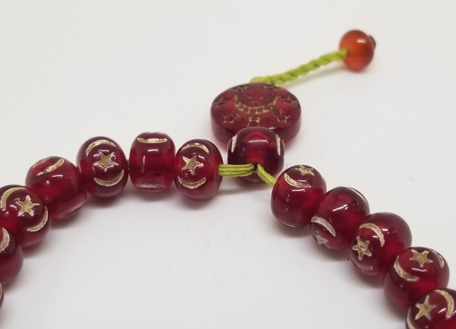 ÜZERİ AY YILDIZ FİGÜRLÜ HAC HATIRASI ANTİKA TESPİH