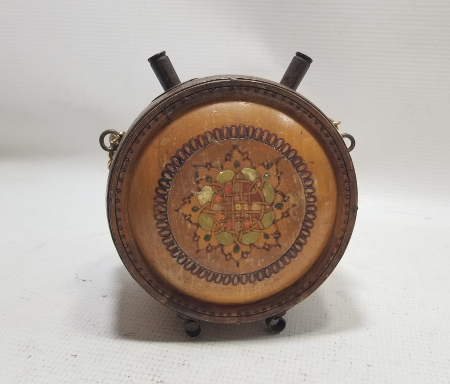 ANTİKA DEKORATİF AHŞAP DEVE MATARASI