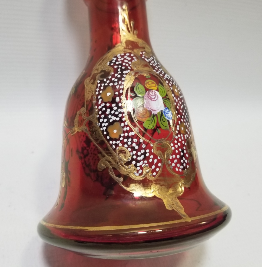 EL BOYAMA VE MİNE İŞÇİLİKLİ ALTIN VARAKLI KOPARMA OSMANLI NARGİLE ŞİŞESİ