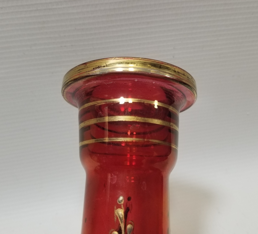 EL BOYAMA VE MİNE İŞÇİLİKLİ ALTIN VARAKLI KOPARMA OSMANLI NARGİLE ŞİŞESİ