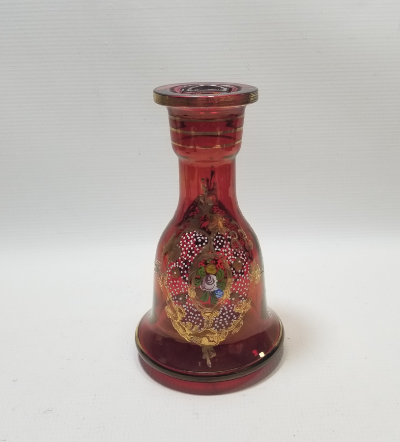 EL BOYAMA VE MİNE İŞÇİLİKLİ ALTIN VARAKLI KOPARMA OSMANLI NARGİLE ŞİŞESİ