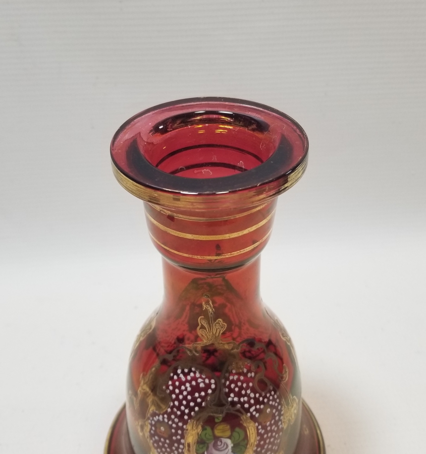 EL BOYAMA VE MİNE İŞÇİLİKLİ ALTIN VARAKLI KOPARMA OSMANLI NARGİLE ŞİŞESİ