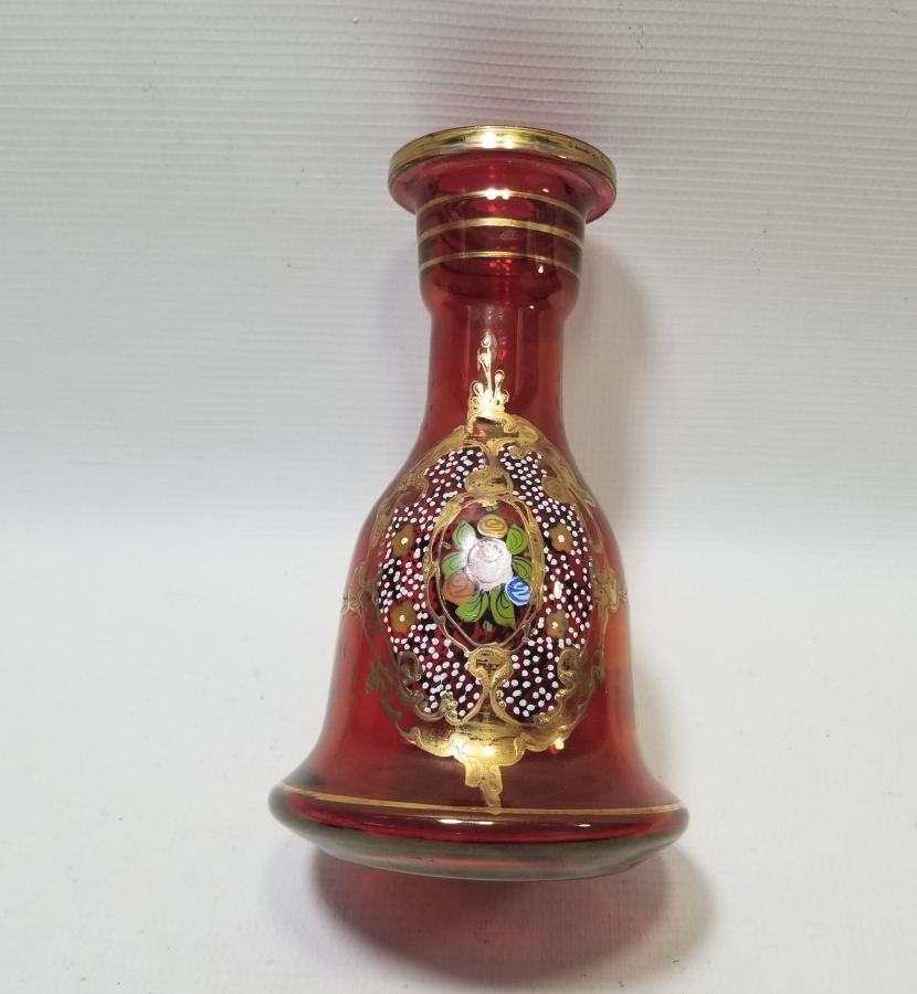 EL BOYAMA VE MİNE İŞÇİLİKLİ ALTIN VARAKLI KOPARMA OSMANLI NARGİLE ŞİŞESİ