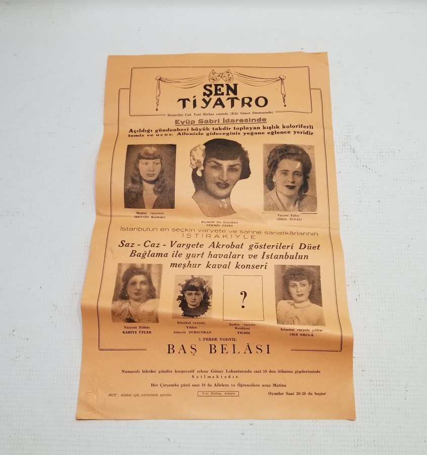 ÇOK NADİR ANTİKA ŞEN TİYATRO AFİŞİ