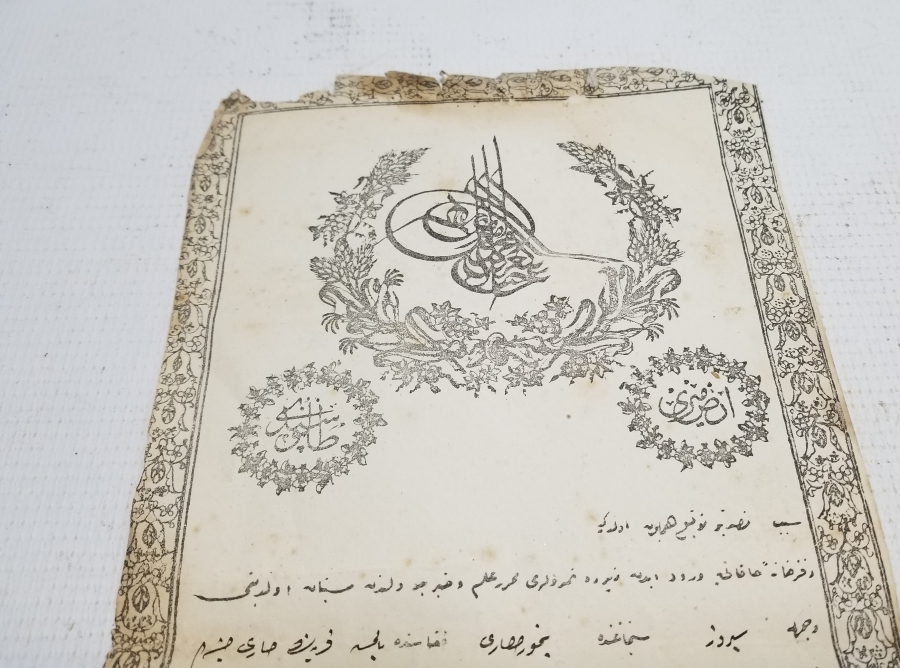 ABDÜLAZİZ HAN DÖNEMİ SARAYDAN VERİLMİŞ EL YAZMA NADİR SENEDİ HAKANİ