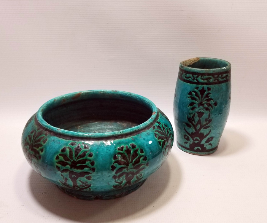 1800 BAŞLARI NADİR RENKTE OSMANLI DÖNEMİ İZNİK HOŞAF KASESİ VE ŞERBET BARDAĞI