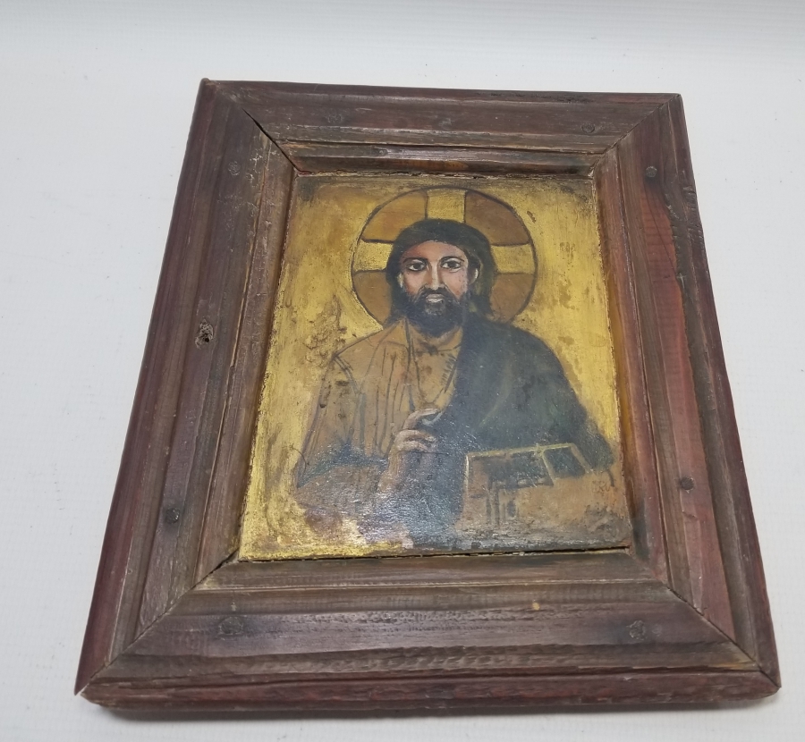 ORİJİNAL ÇERÇEVESİNDE OSMANLI DÖNEMİ EL BOYAMA İSA TABLOSU