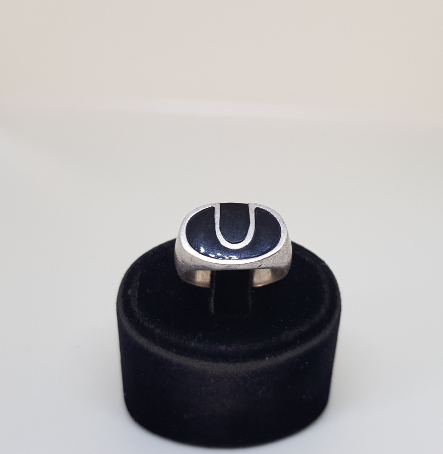 ÜZERİ MİNE İŞÇİLİKLİ GÜMÜŞ YÜZÜK