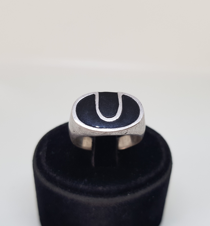 ÜZERİ MİNE İŞÇİLİKLİ GÜMÜŞ YÜZÜK