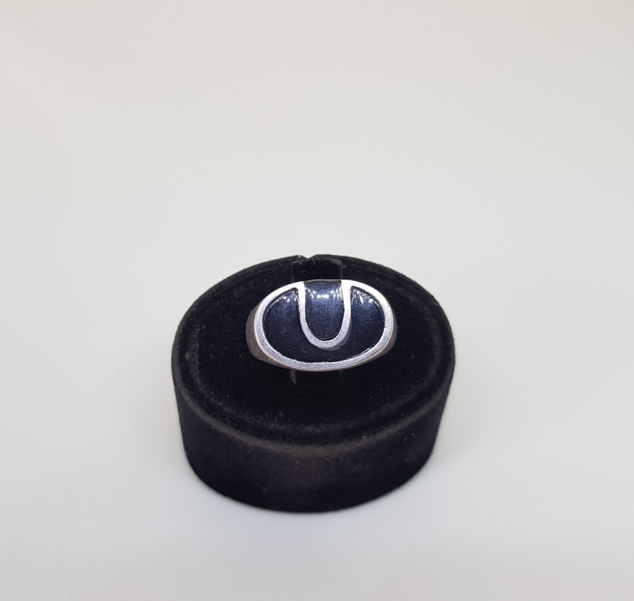 ÜZERİ MİNE İŞÇİLİKLİ GÜMÜŞ YÜZÜK