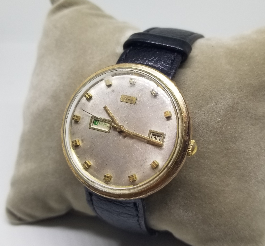 ALTIN KAPLAMA ANTİKA TAKVİMLİ KOL SAATİ