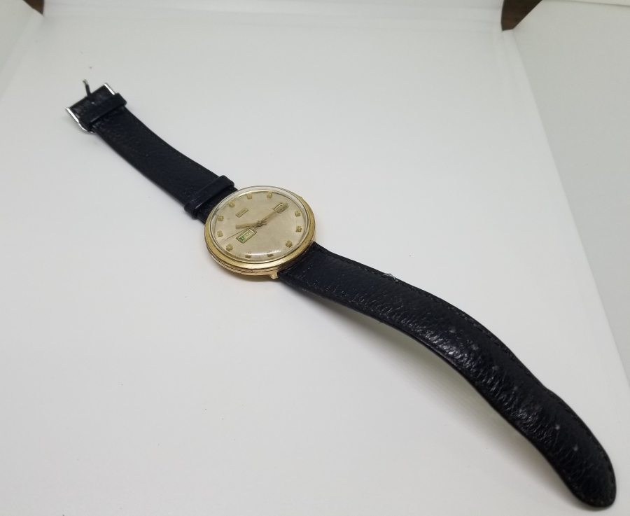 ALTIN KAPLAMA ANTİKA TAKVİMLİ KOL SAATİ