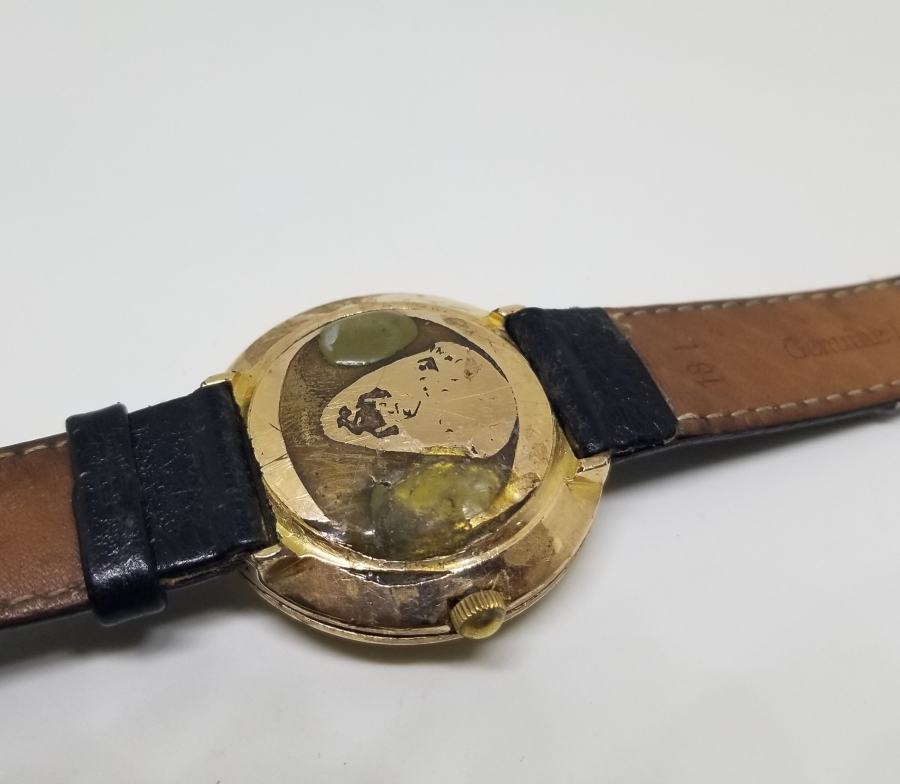 ALTIN KAPLAMA ANTİKA TAKVİMLİ KOL SAATİ