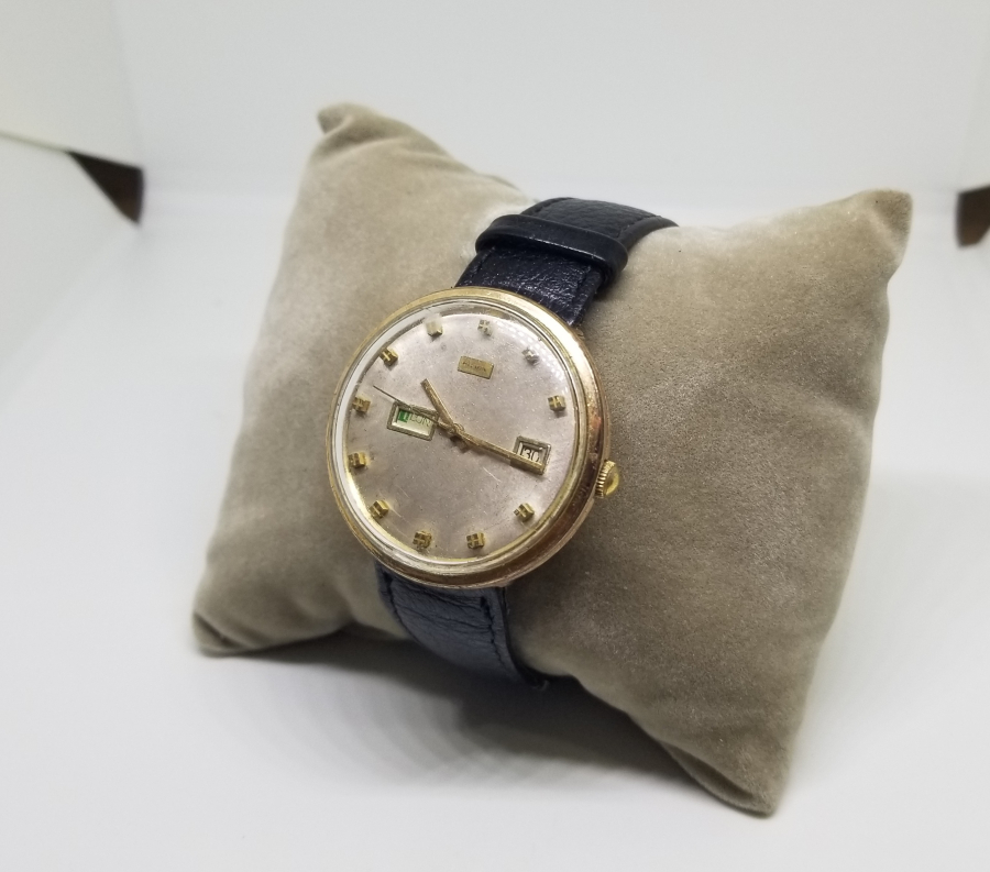 ALTIN KAPLAMA ANTİKA TAKVİMLİ KOL SAATİ