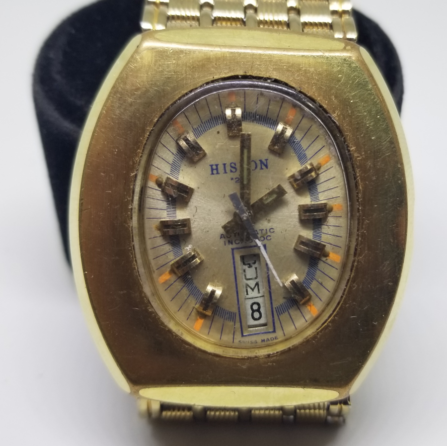 HISLON MARKA ALTIN KAPLAMA TAKVİMLİ OTOMATİK KOL SAATİ