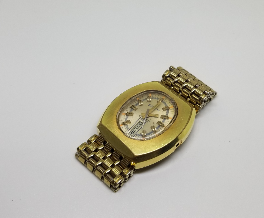 HISLON MARKA ALTIN KAPLAMA TAKVİMLİ OTOMATİK KOL SAATİ