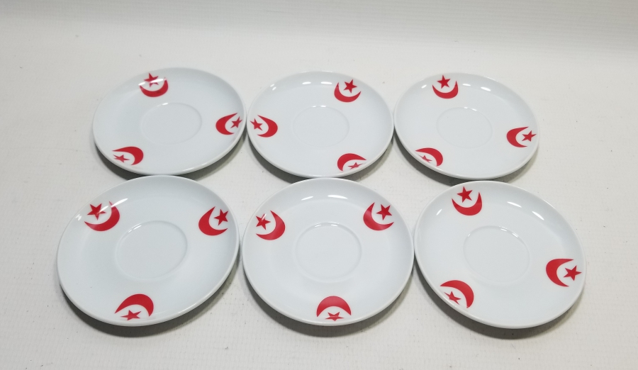 ÜZERLERİ AY YILDIZ FİGÜRLÜ ÇAY TABAĞI ALTI