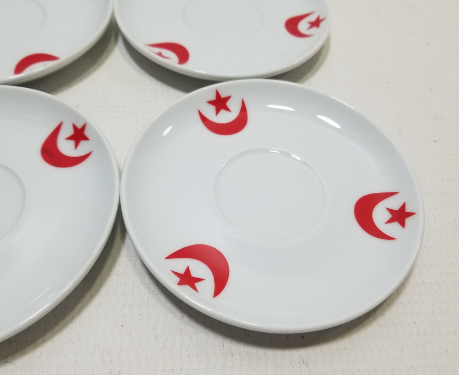 ÜZERLERİ AY YILDIZ FİGÜRLÜ ÇAY TABAĞI ALTI