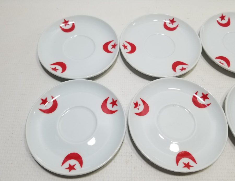 ÜZERLERİ AY YILDIZ FİGÜRLÜ ÇAY TABAĞI ALTI