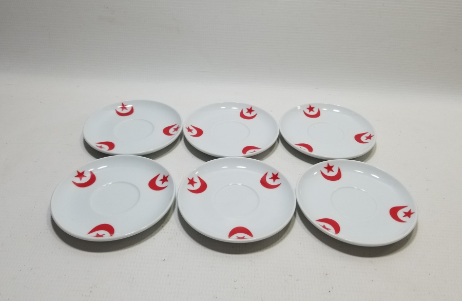 ÜZERLERİ AY YILDIZ FİGÜRLÜ ÇAY TABAĞI ALTI