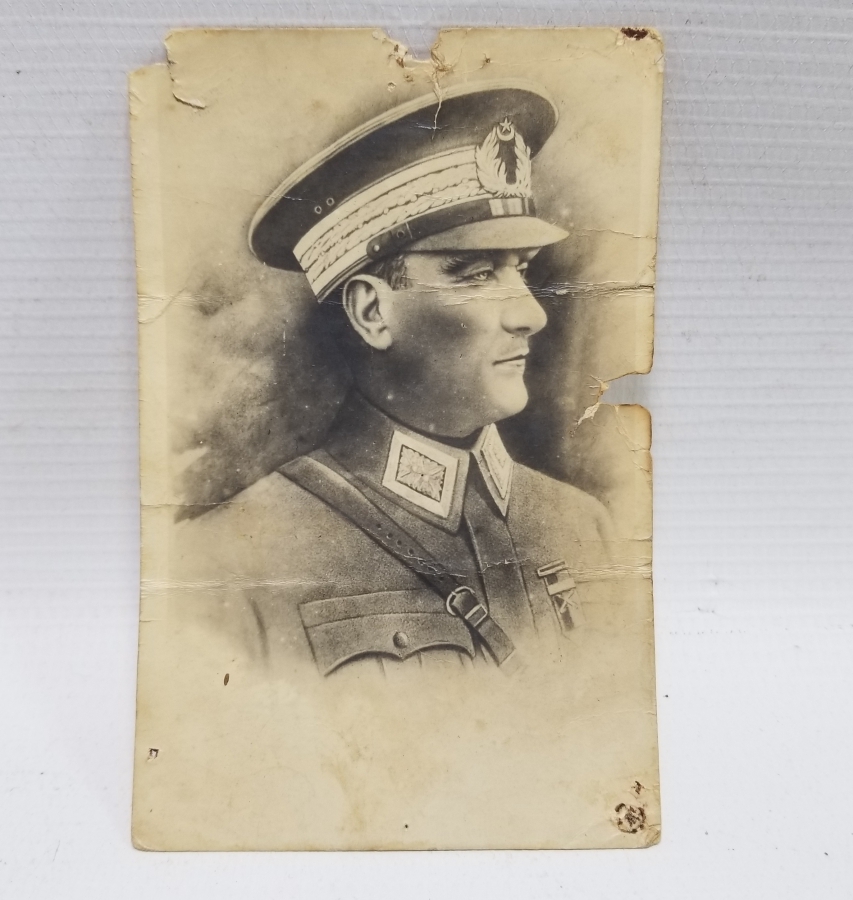 ARKASI OSMANLICA YAZILI CUMHURİYET BAŞLARI ATATÜRK FOTOĞRAFI