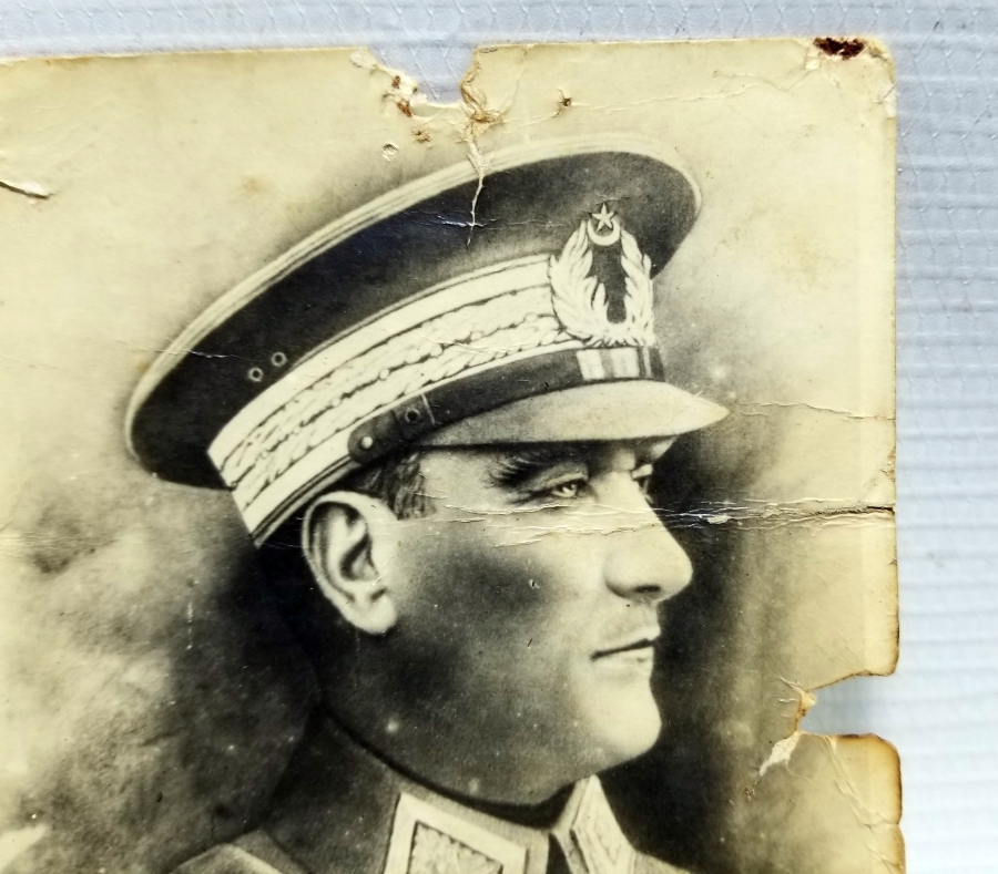 ARKASI OSMANLICA YAZILI CUMHURİYET BAŞLARI ATATÜRK FOTOĞRAFI