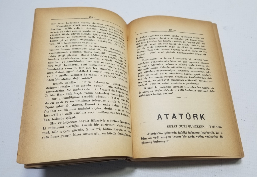 1939 BASIMI ATATÜRK İLE İLGİLİ "ONUN İÇİN SÖYLENENLER" İSİMLİ KİTAP