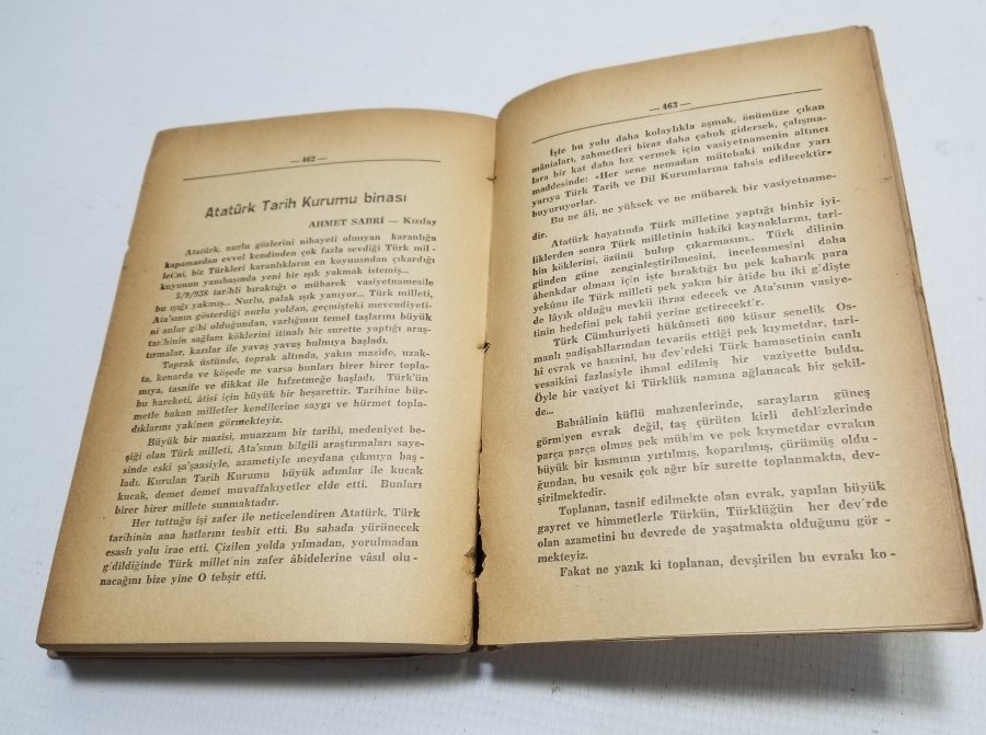 1939 BASIMI ATATÜRK İLE İLGİLİ "ONUN İÇİN SÖYLENENLER" İSİMLİ KİTAP
