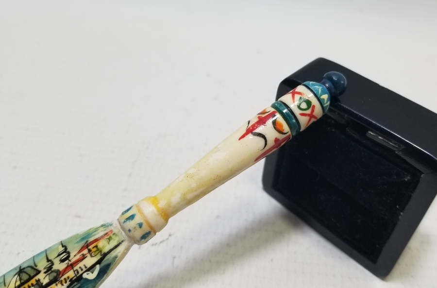 KEMİK ÜZERİ EL BOYAMA İŞÇİLİKLİ ANTİKA ZARF AÇACAĞI