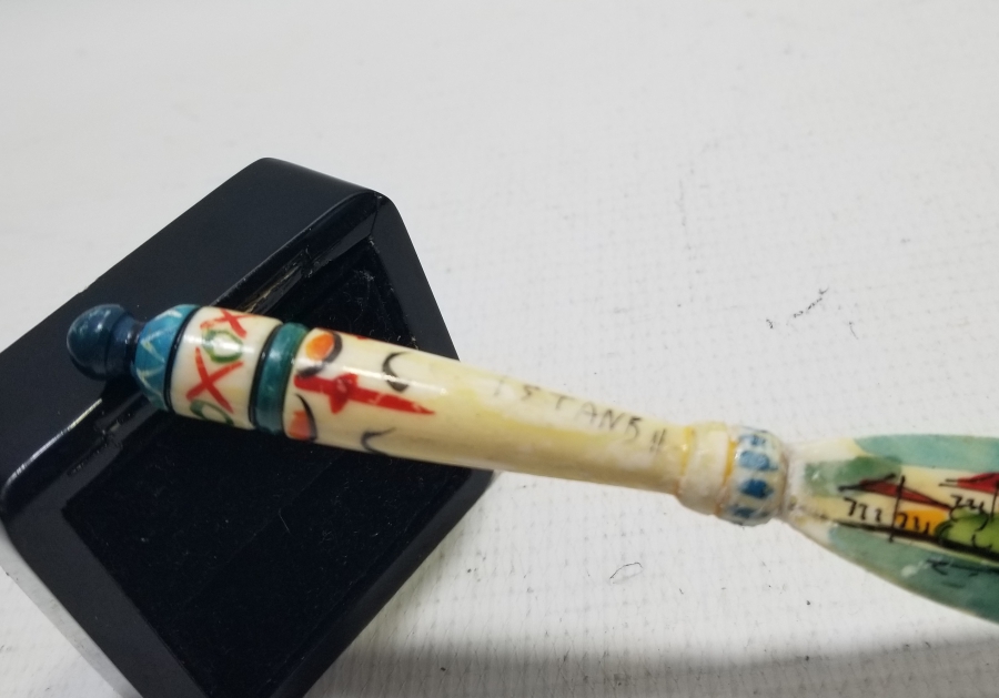 KEMİK ÜZERİ EL BOYAMA İŞÇİLİKLİ ANTİKA ZARF AÇACAĞI