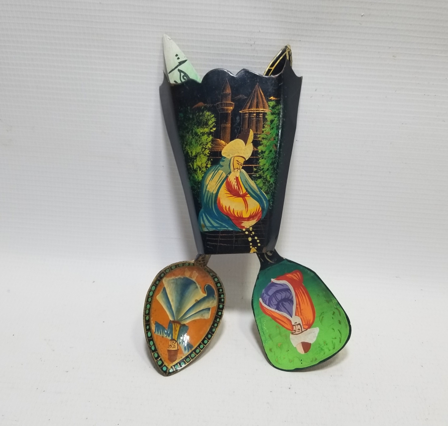 ORİJİNAL KAŞIKLIĞIYLA KONYA İŞİ EL BOYAMA DUVAR KAŞIĞI TAKIMI