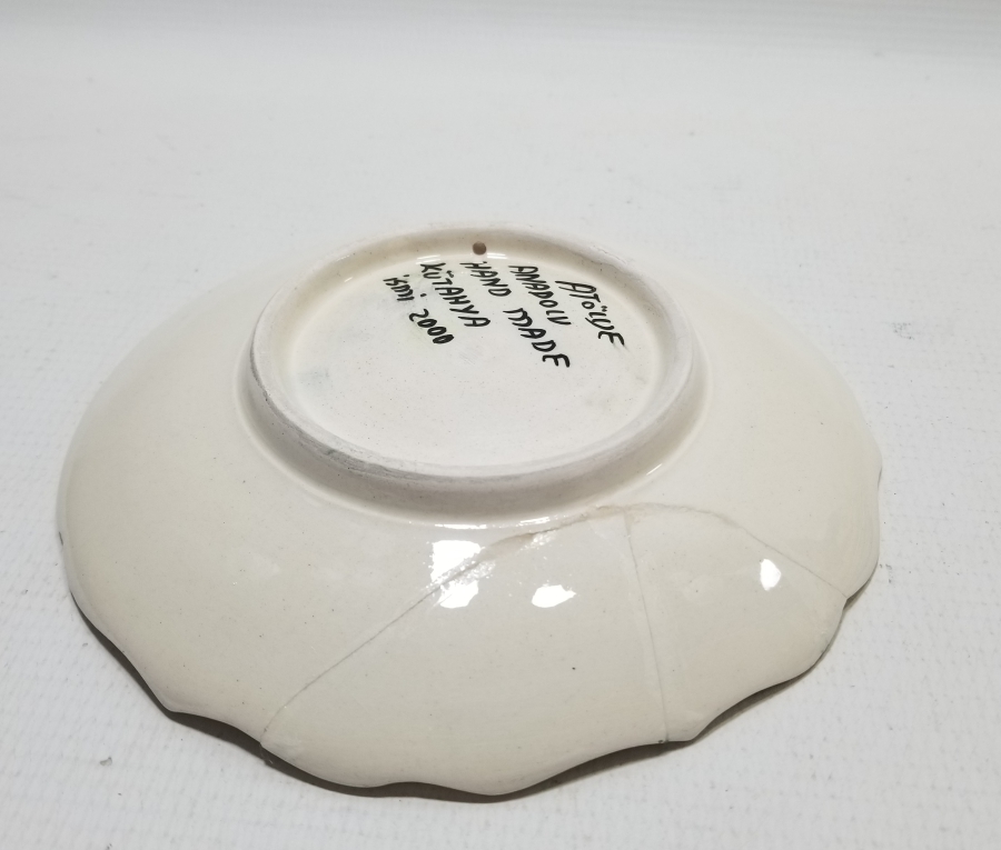 ÜZERİ AY YILDIZLI EL BOYAMA KÜTAHYA DUVAR TABAĞI