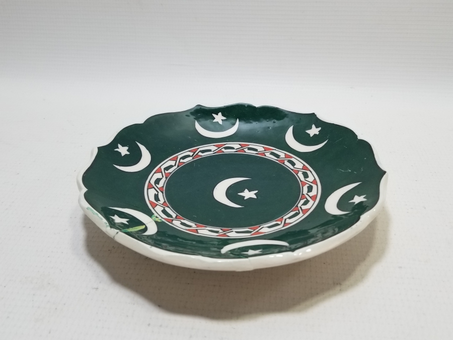 ÜZERİ AY YILDIZLI EL BOYAMA KÜTAHYA DUVAR TABAĞI