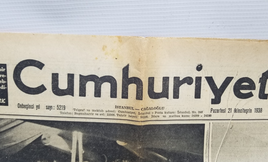 21 KASIM 1938 TARİHLİ GAZETE