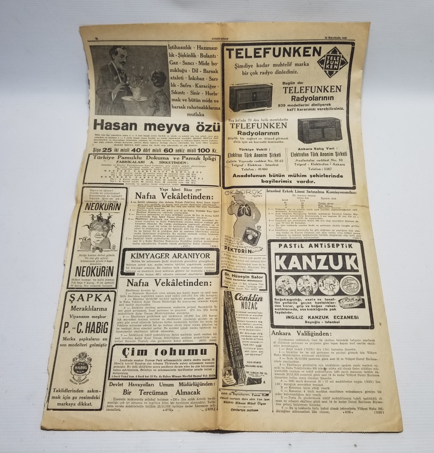 21 KASIM 1938 TARİHLİ GAZETE
