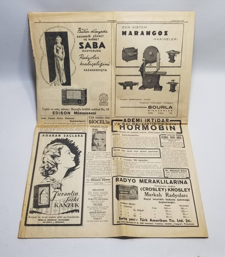 24 KASIM 1938 TARİHLİ GAZETE