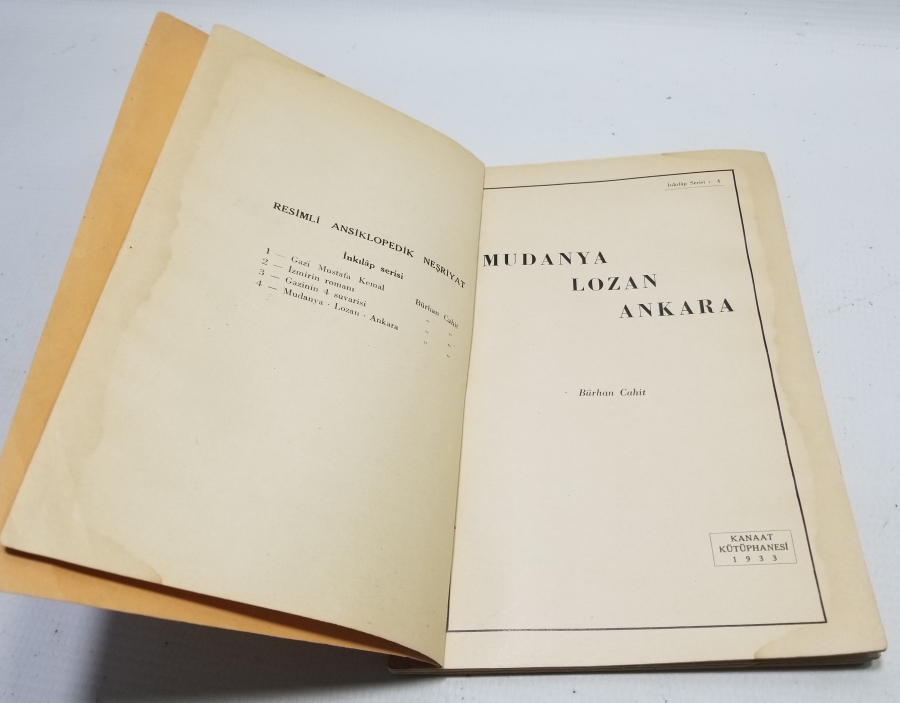 1933 YILI MUDANYA-LOZAN-ANKARA İSİMLİ KİTAP