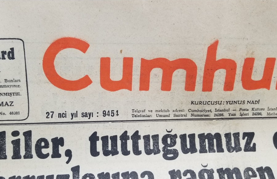 KORE SAVAŞI KONULU 1950 YILI CUMHURİYET GAZETESİ