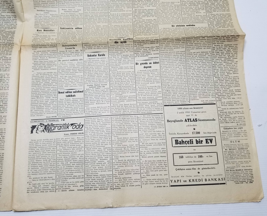 KORE SAVAŞI KONULU 1950 YILI CUMHURİYET GAZETESİ