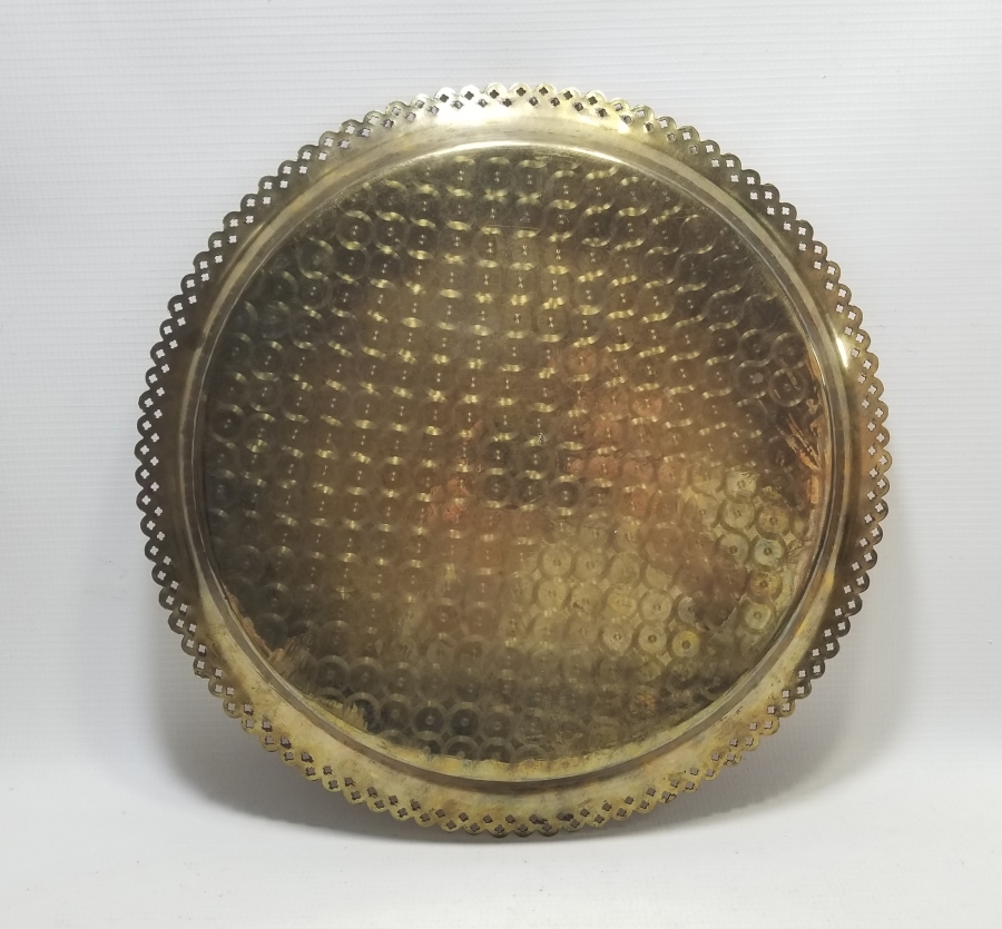 ÜZERİ KALEM İŞÇİLİKLİ HİCAZ HATIRASI ANTİKA KAHVE TEPSİSİ