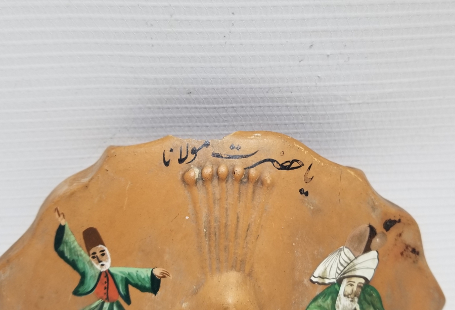 ÜZERİNDE YA HZ MEVLANA YAZILI EL BOYAMA TOPRAK SAKSI