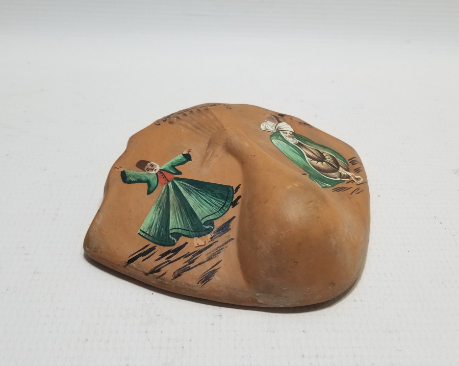 ÜZERİNDE YA HZ MEVLANA YAZILI EL BOYAMA TOPRAK SAKSI