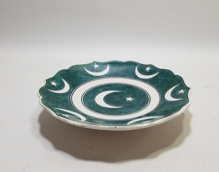 AY YILDIZ FİGÜRLÜ EL BOYAMA KÜTAHYA ÇİNİ TABAK
