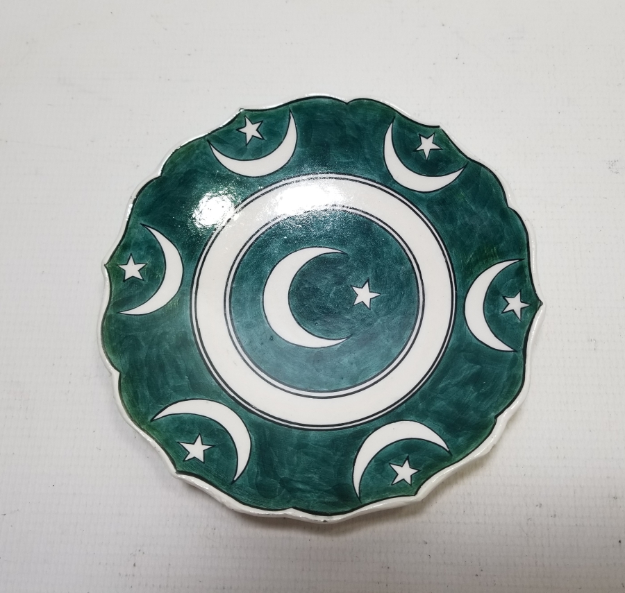 AY YILDIZ FİGÜRLÜ EL BOYAMA KÜTAHYA ÇİNİ TABAK