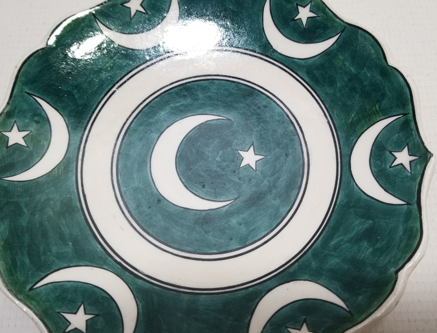 AY YILDIZ FİGÜRLÜ EL BOYAMA KÜTAHYA ÇİNİ TABAK