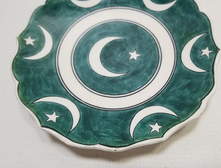 AY YILDIZ FİGÜRLÜ EL BOYAMA KÜTAHYA ÇİNİ TABAK