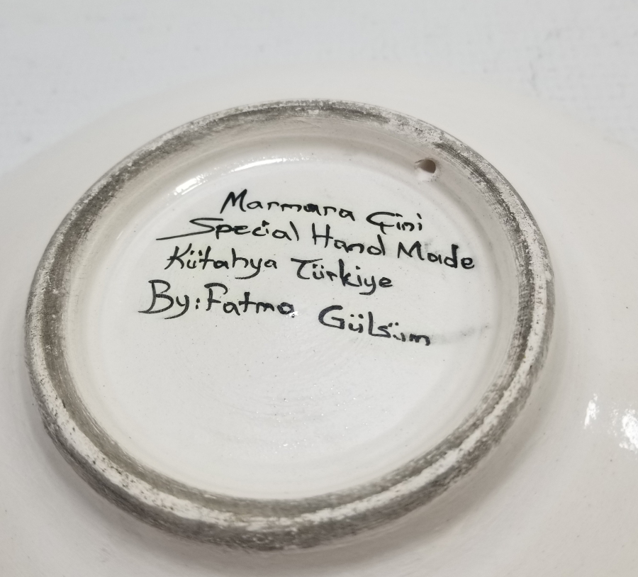 AY YILDIZ FİGÜRLÜ EL BOYAMA KÜTAHYA ÇİNİ TABAK