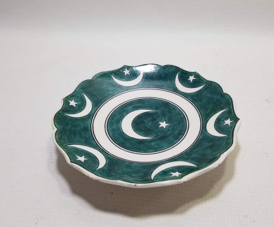 AY YILDIZ FİGÜRLÜ EL BOYAMA KÜTAHYA ÇİNİ TABAK