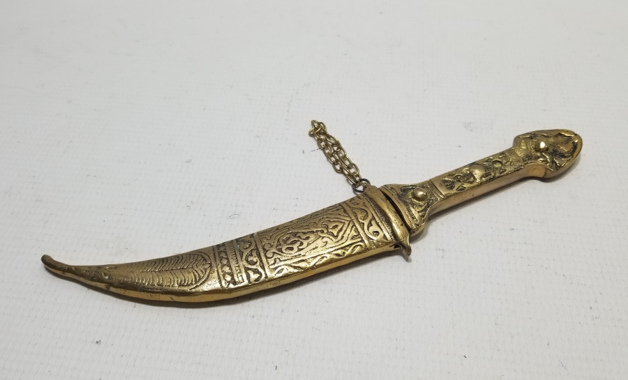 KABARTMA İŞÇİLİKLİ HANÇER FORMLU ANTİKA ZARF AÇACAĞI